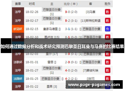 如何通过数据分析和战术研究预测巴黎圣日耳曼与马赛的比赛结果